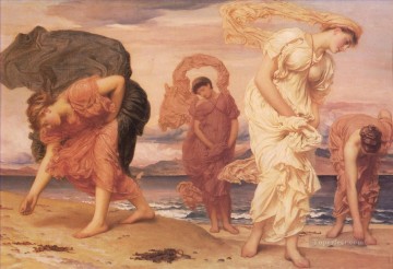 小石を拾うギリシャの女の子 アカデミズム フレデリック・レイトン Oil Paintings